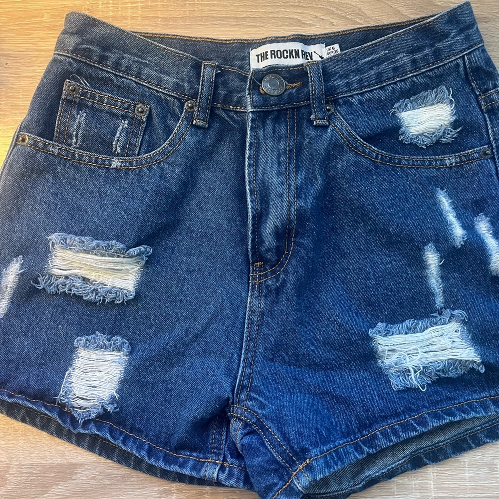 Distressed Blue Denim Shorts